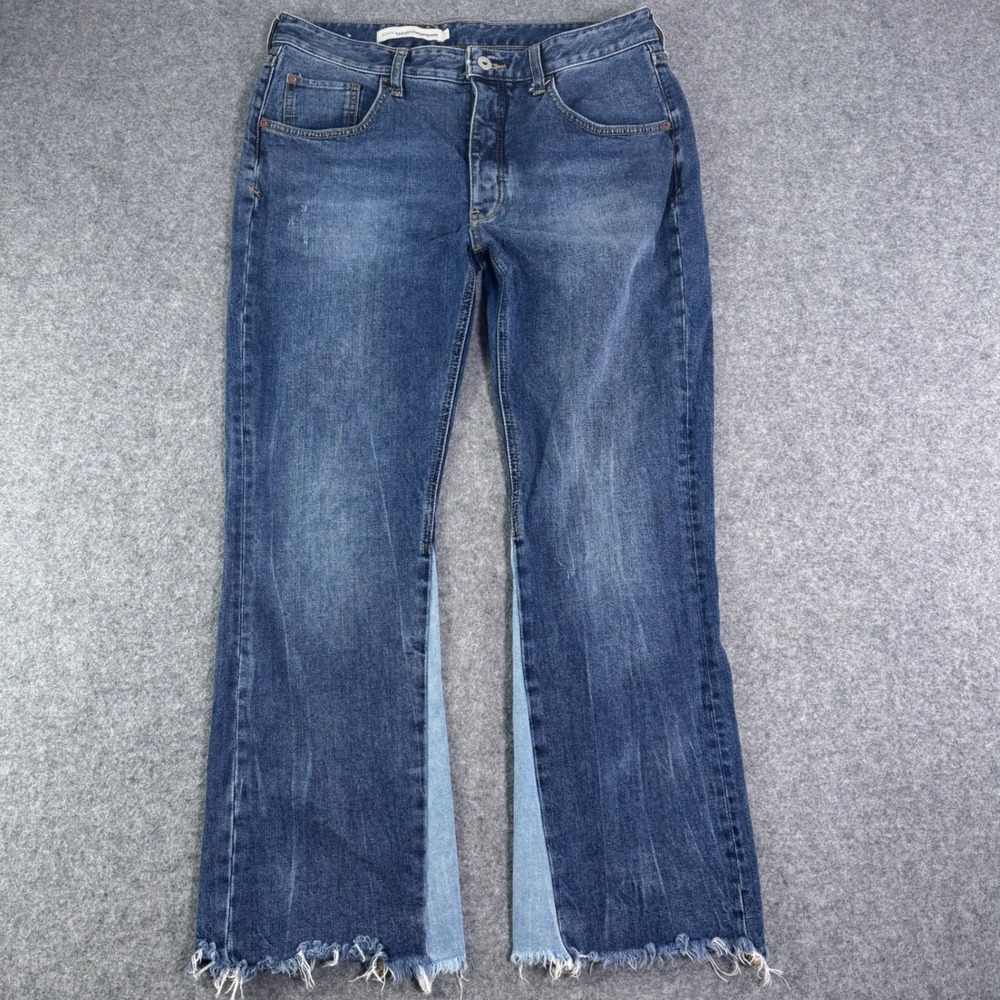 Pilcro and the Letterpress Anthropologie Two Tone Frayed Hem Jeans Blue 32